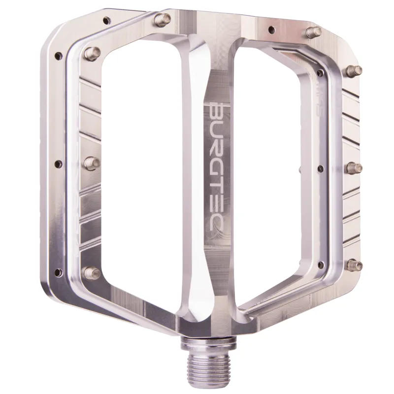 Burgtec Penthouse Flat MK5 Pedals - Rhodium Silver - Steel Axles