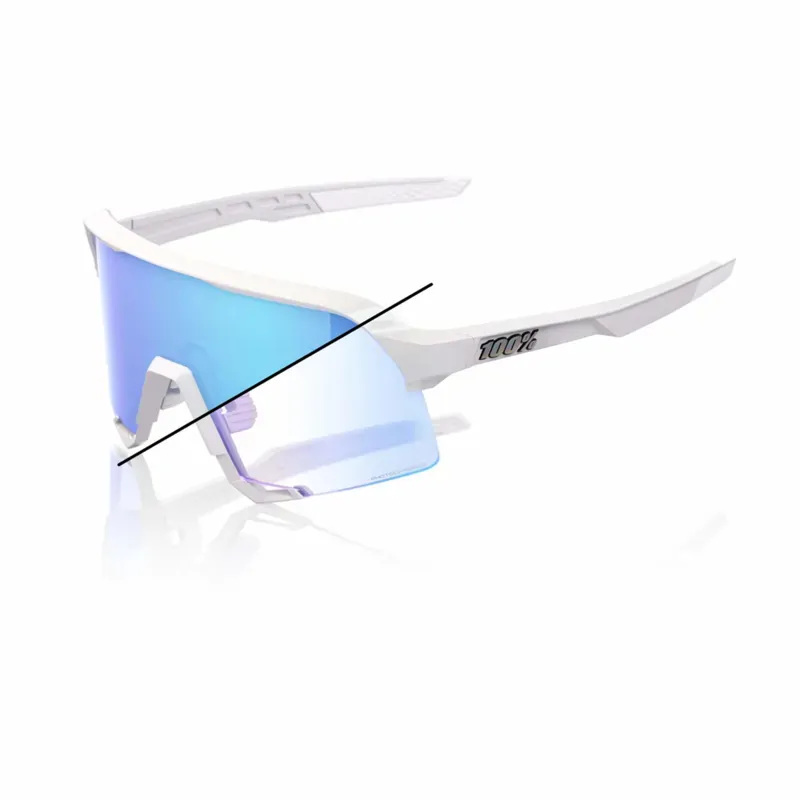 100% S3 Bastille Blue Mirror Photochromic Lens LE Glasses in Pearl White Glitter
