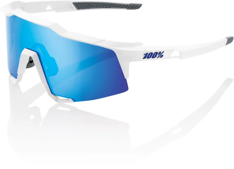 100 Percent Speedcraft XS Mirror Blue Lens Sunglasses in White