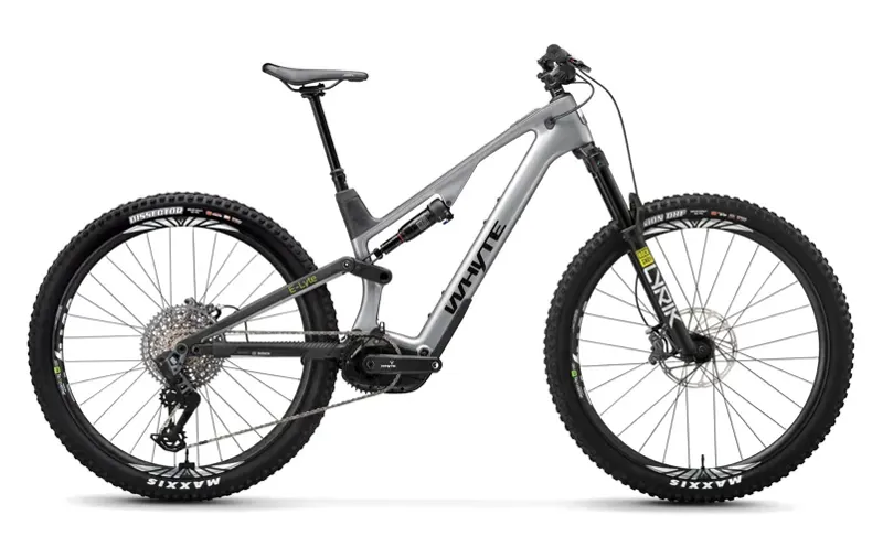 Whyte Bikes ELyte 150 RSX Trail/Enduro E-bike in Gloss Silver w/ UD Carbon